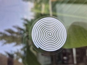 Transparent kruh: priesvitné nálepky s bielou špirálou 3,5 CM